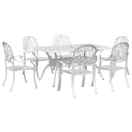 Garden Dining Set White Cast aluminum Medium Seats Many