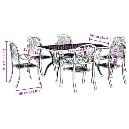 Garden Dining Set White Cast aluminum Medium Seats Many