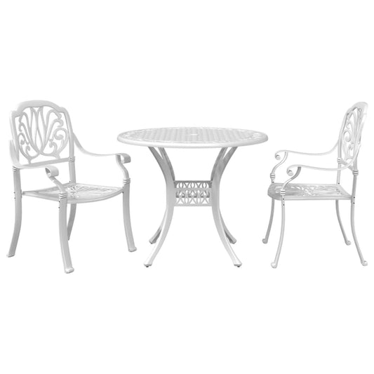 Bistro Set White Cast Aluminum Standard Durable Bistro Set