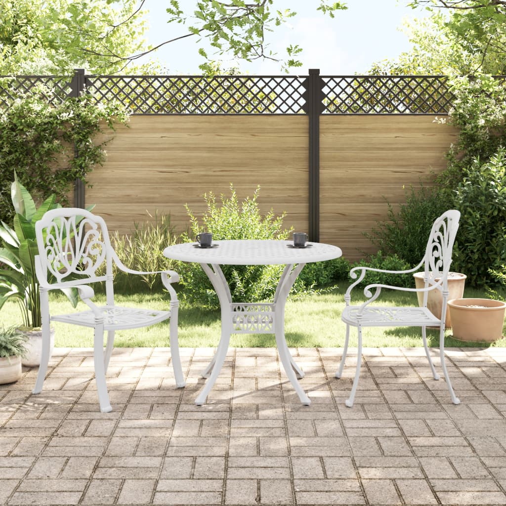 Bistro Set White Cast Aluminum Standard Durable Bistro Set