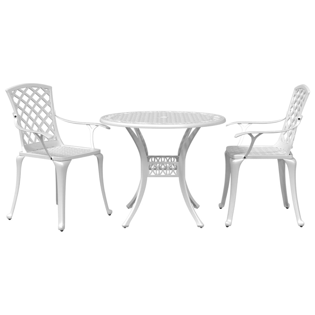 Bistro Set White Cast Aluminum Medium Durable Bistro Set