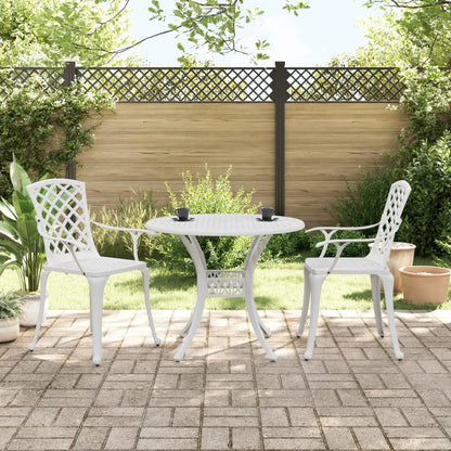 Bistro Set White Cast Aluminum Medium Durable Bistro Set