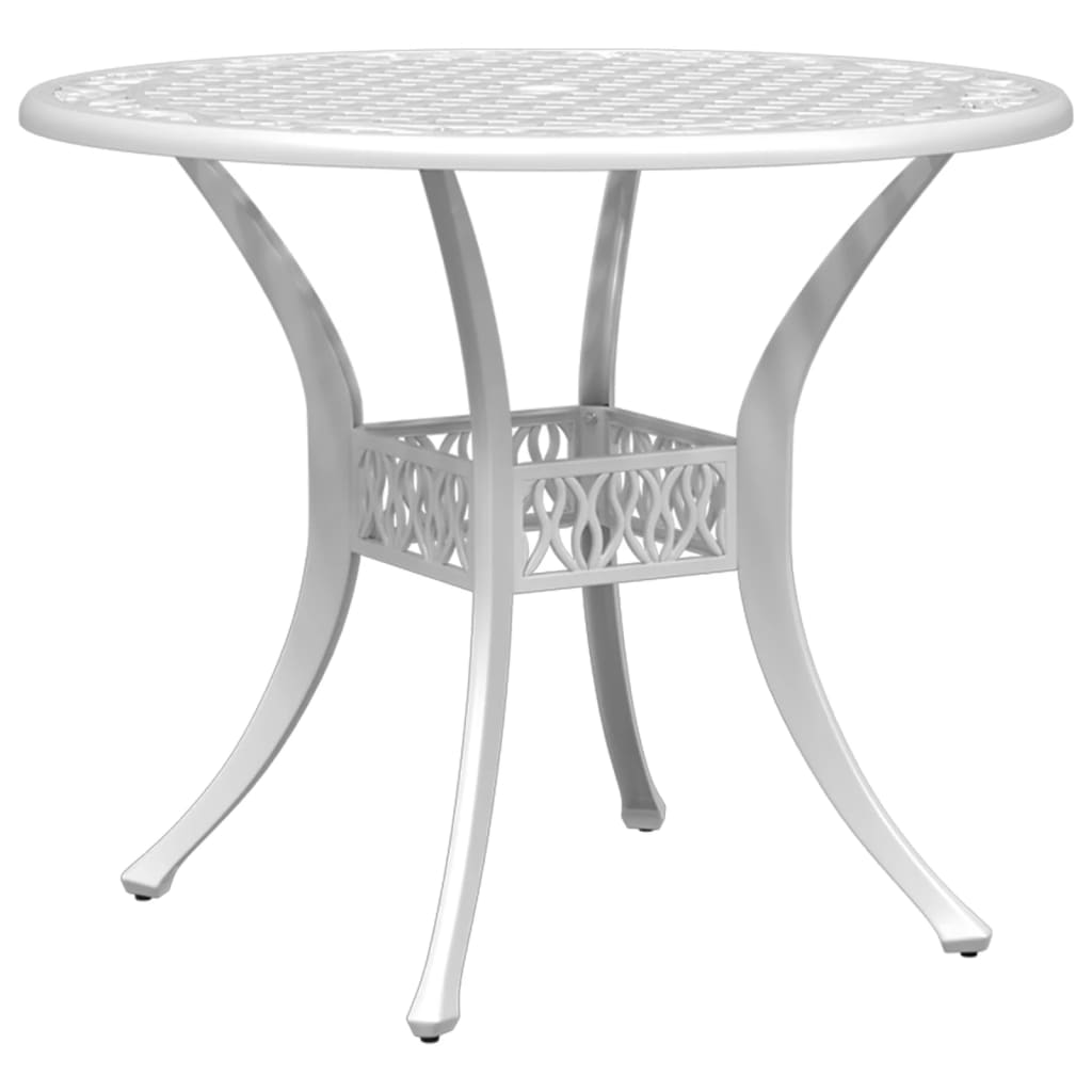 Bistro Set White Cast Aluminum Medium Durable Bistro Set