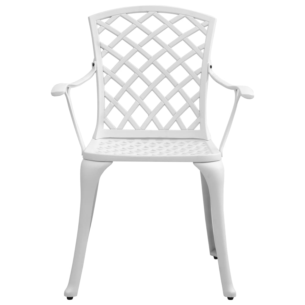 Bistro Set White Cast Aluminum Medium Durable Bistro Set