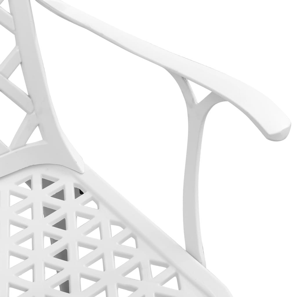 Bistro Set White Cast Aluminum Medium Durable Bistro Set
