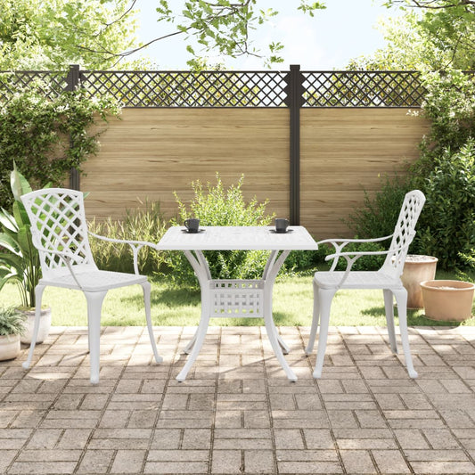 Bistro Set White Cast Aluminum Medium Durable Bistro Set