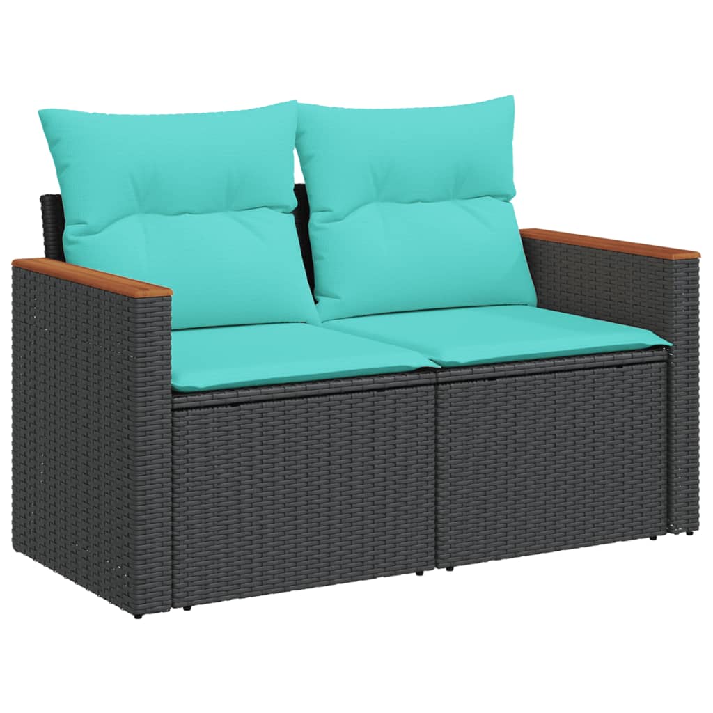 Patio Sofa Set Black PE rattan, powder-coated steel 12 Piece