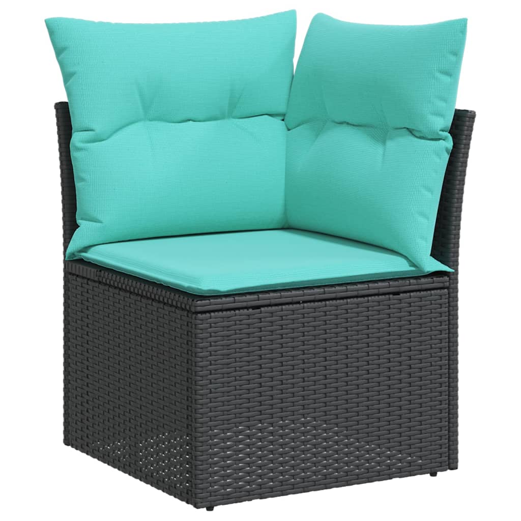 Patio Sofa Set Black PE rattan, powder-coated steel 12 Piece