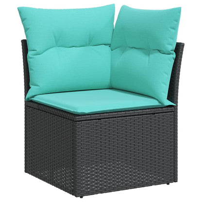 Patio Sofa Set Black PE rattan, powder-coated steel 12 Piece
