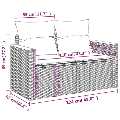 Patio Sofa Set Black PE rattan, powder-coated steel 12 Piece