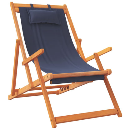 Folding Beach Chair Set of 2 Blue Solid eucalyptus wood Medium
