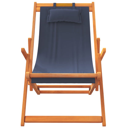 Folding Beach Chair Set of 2 Blue Solid eucalyptus wood Medium