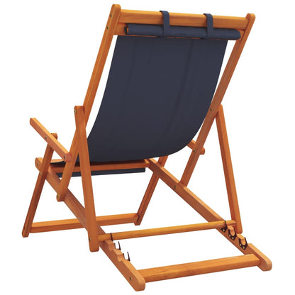 Folding Beach Chair Set of 2 Blue Solid eucalyptus wood Medium