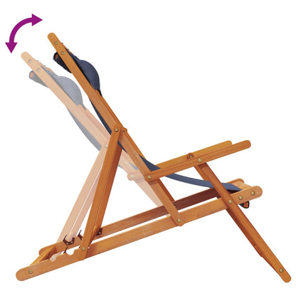 Folding Beach Chair Set of 2 Blue Solid eucalyptus wood Medium