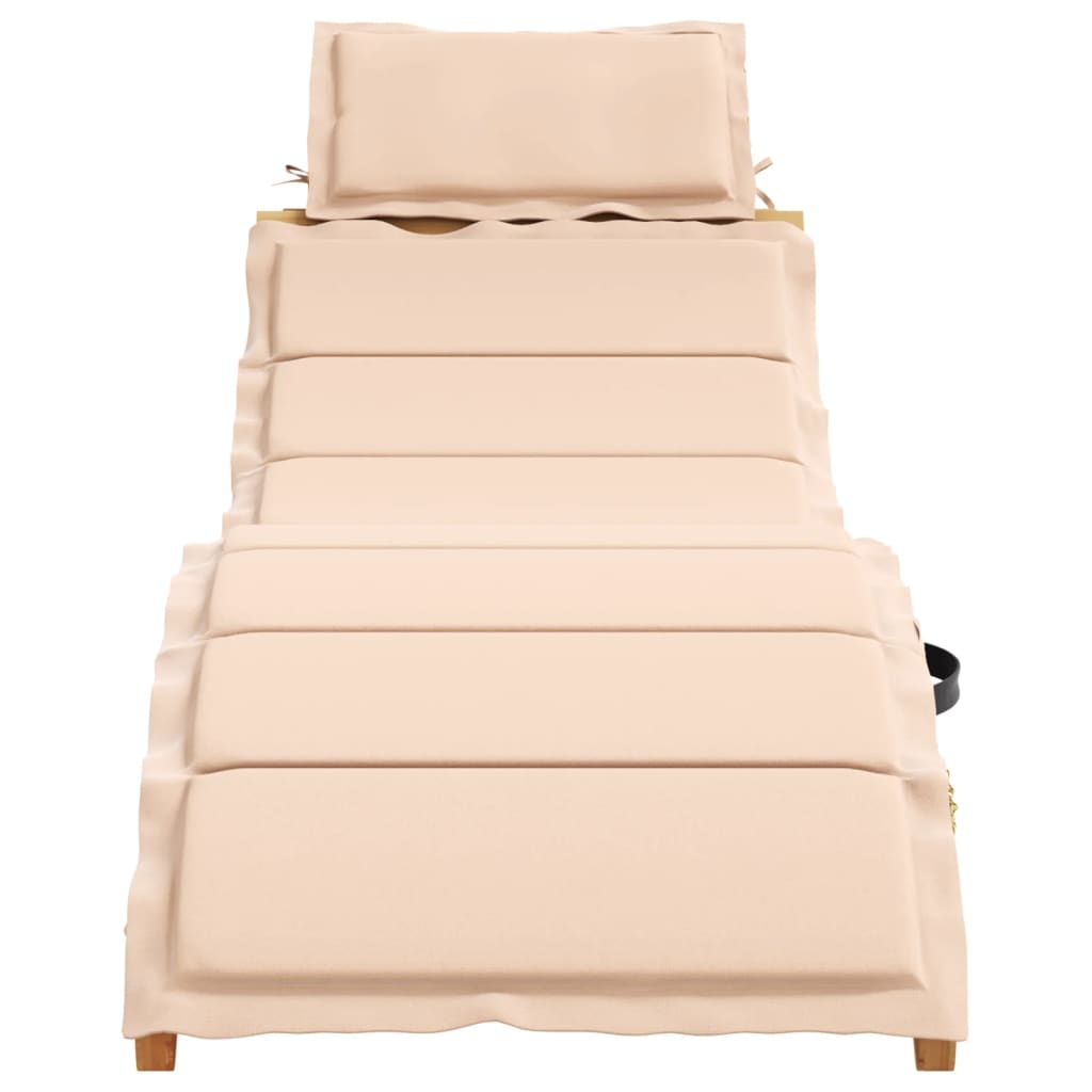 Sunlounger Set of 2 Beige Solid Acacia wood Foldable Sunlounger