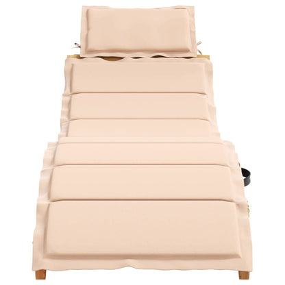 Sunlounger Set of 2 Beige Solid Acacia wood Foldable Sunlounger