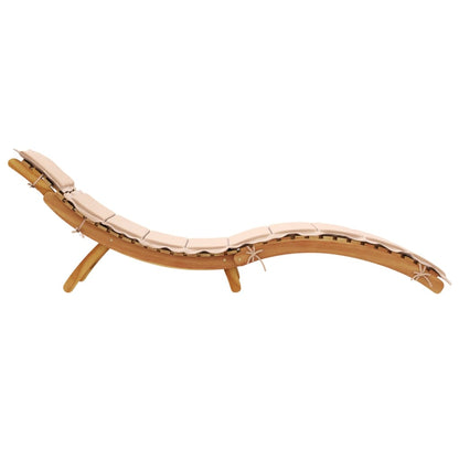 Sunlounger Set of 2 Beige Solid Acacia wood Foldable Sunlounger