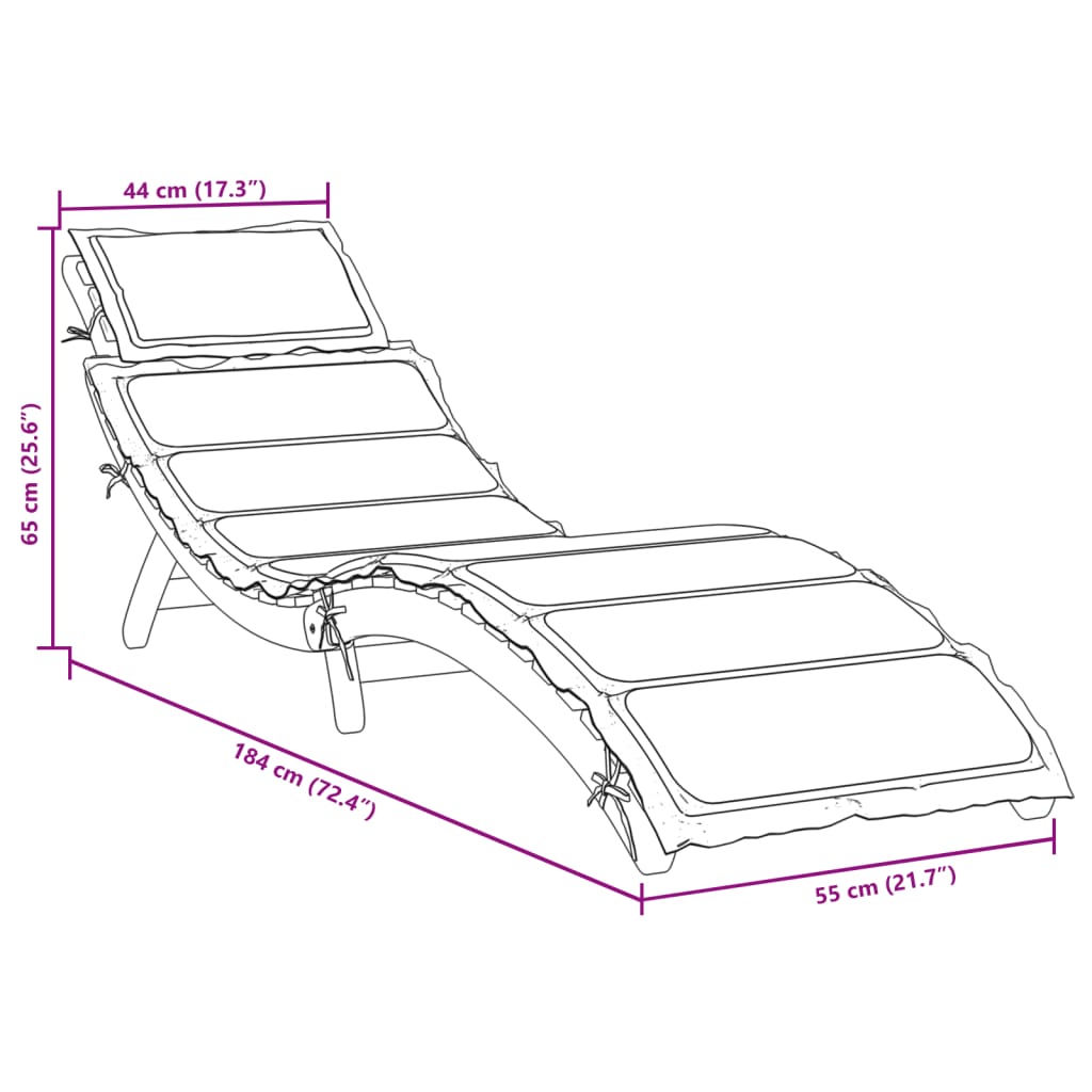 Sunlounger Set of 2 Beige Solid Acacia wood Foldable Sunlounger