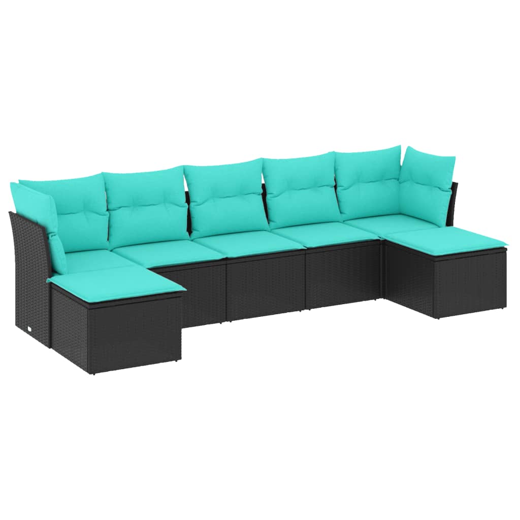 Patio Sofa Set Black PE rattan 7 Piece Modular Patio Sofa Set