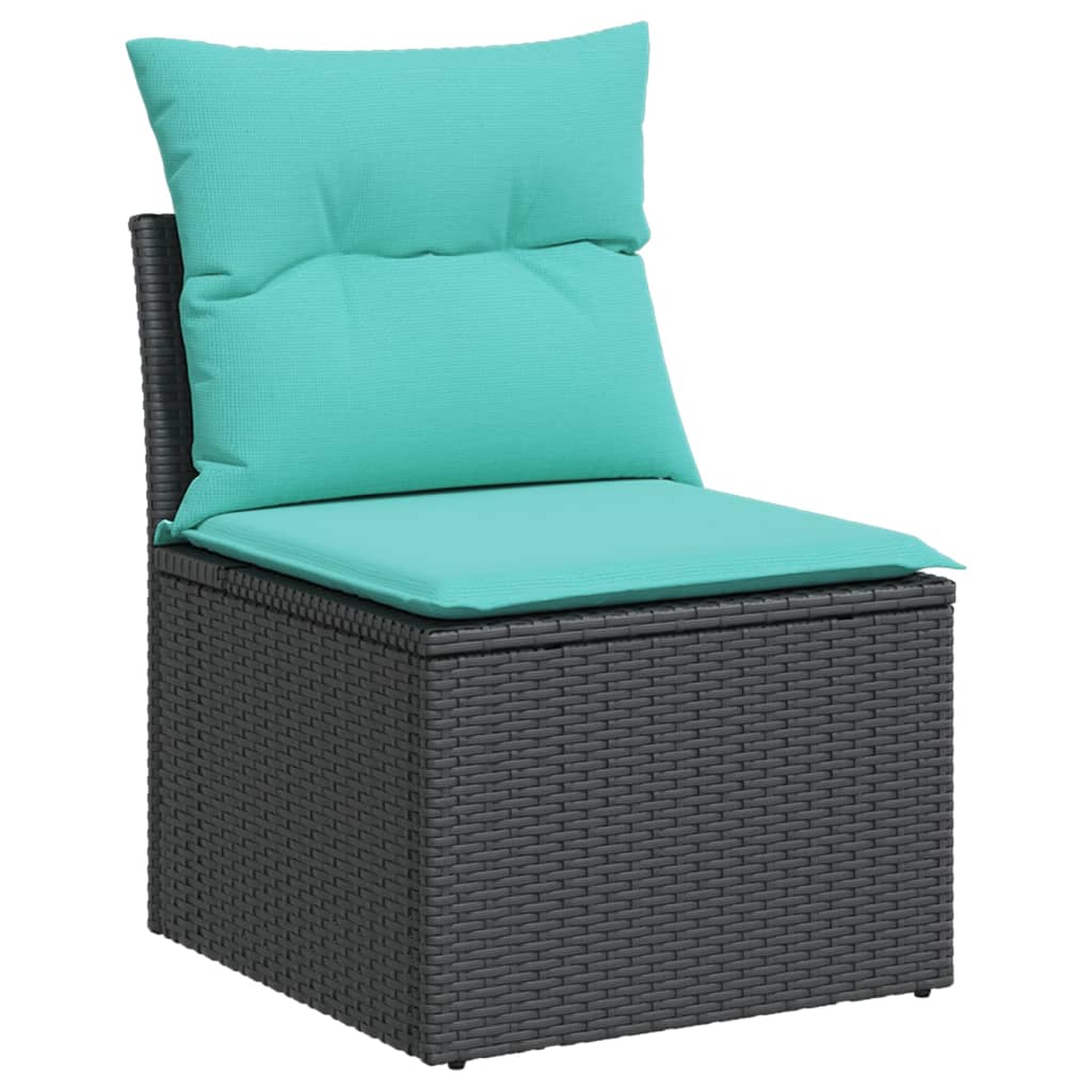 Patio Sofa Set Black PE rattan 7 Piece Modular Patio Sofa Set