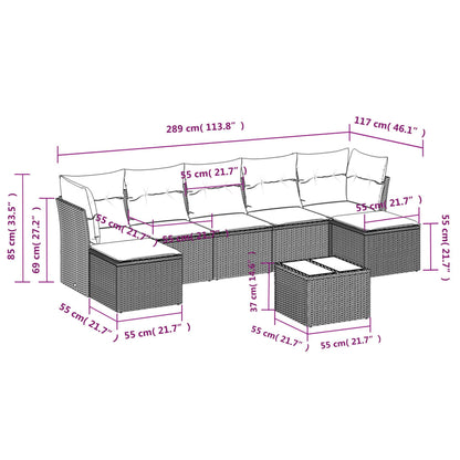 8 Piece Patio Sofa Set with Cushions Black Poly Rattan