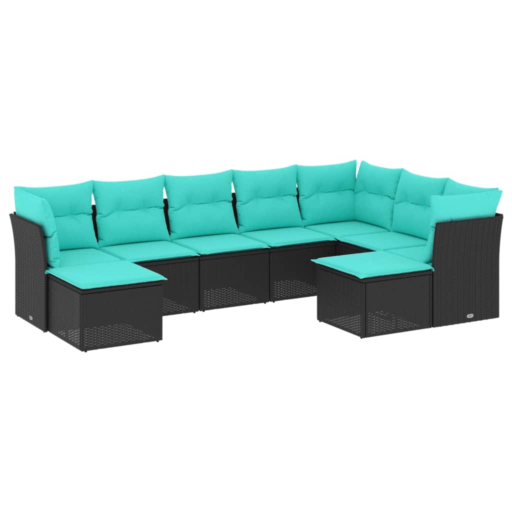 Garden Sofa Set Black, Blue