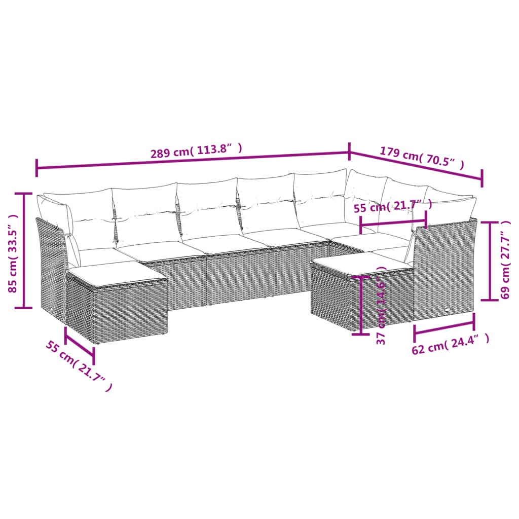 Garden Sofa Set Black, Blue
