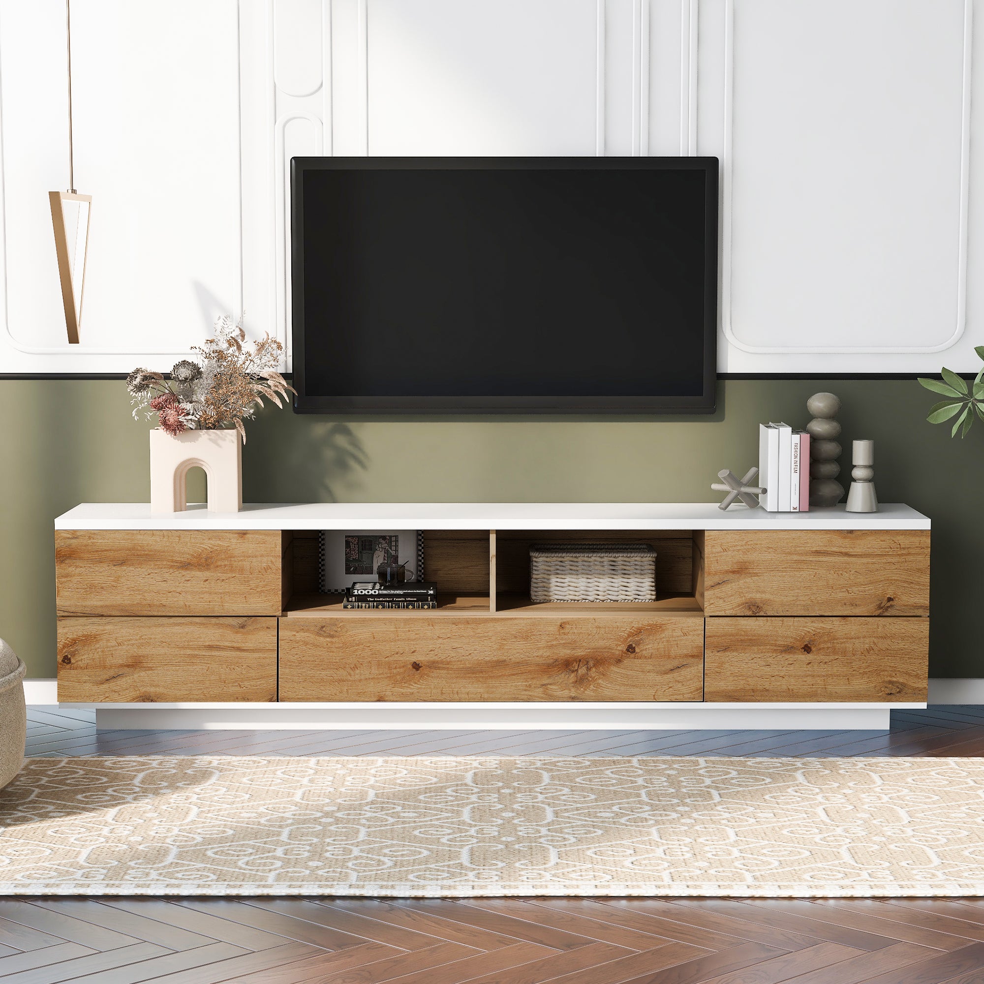 Modern TV Stand For TVs Up To 80'' , Media Console With Multi-Functional Storage, Entertainment Center  With Door Rebound Device, TV Cabinet For Living Room,Bedroom