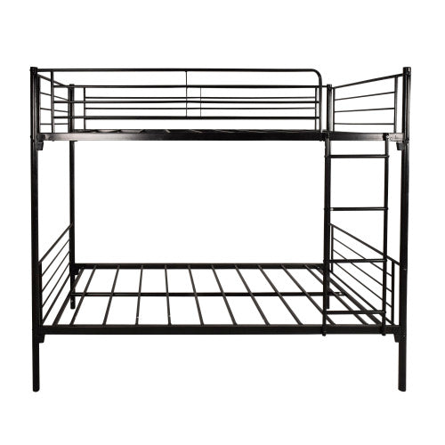 Twin-Over-Twin Bunk Bed With Metal Frame And Ladder, Space-Saving Design,White