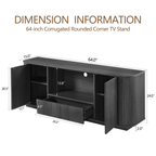 64 Inch Wavy TV Stand, Rounded Sideboard, Storage Cabinet  Wooden Vertical Stripe Cabinet For Living Room Bedroom Entryway Black,64W X 15D X 24H.