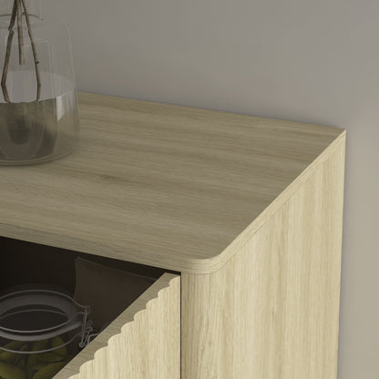 Wood Modern Buffet Cabinet With Storage, Fluted Sideboard Large Buffet With Adjustable Shelves, Credenza, Accent Cabinet Console Table