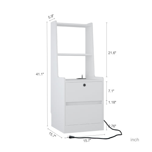 Nightstands Set Of 2, With Charging Station, Smart Nightstand With Night Light, Modern Night Stand With Bookshelf, Bedside Tables With Storage Cabinet For Bedroom,White