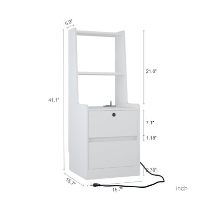 Nightstands Set Of 2, With Charging Station, Smart Nightstand With Night Light, Modern Night Stand With Bookshelf, Bedside Tables With Storage Cabinet For Bedroom,White