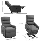 Power Lift Assist Recliner Chair for Elderly with Remote Control, Linen Fabric Upholstery Gray