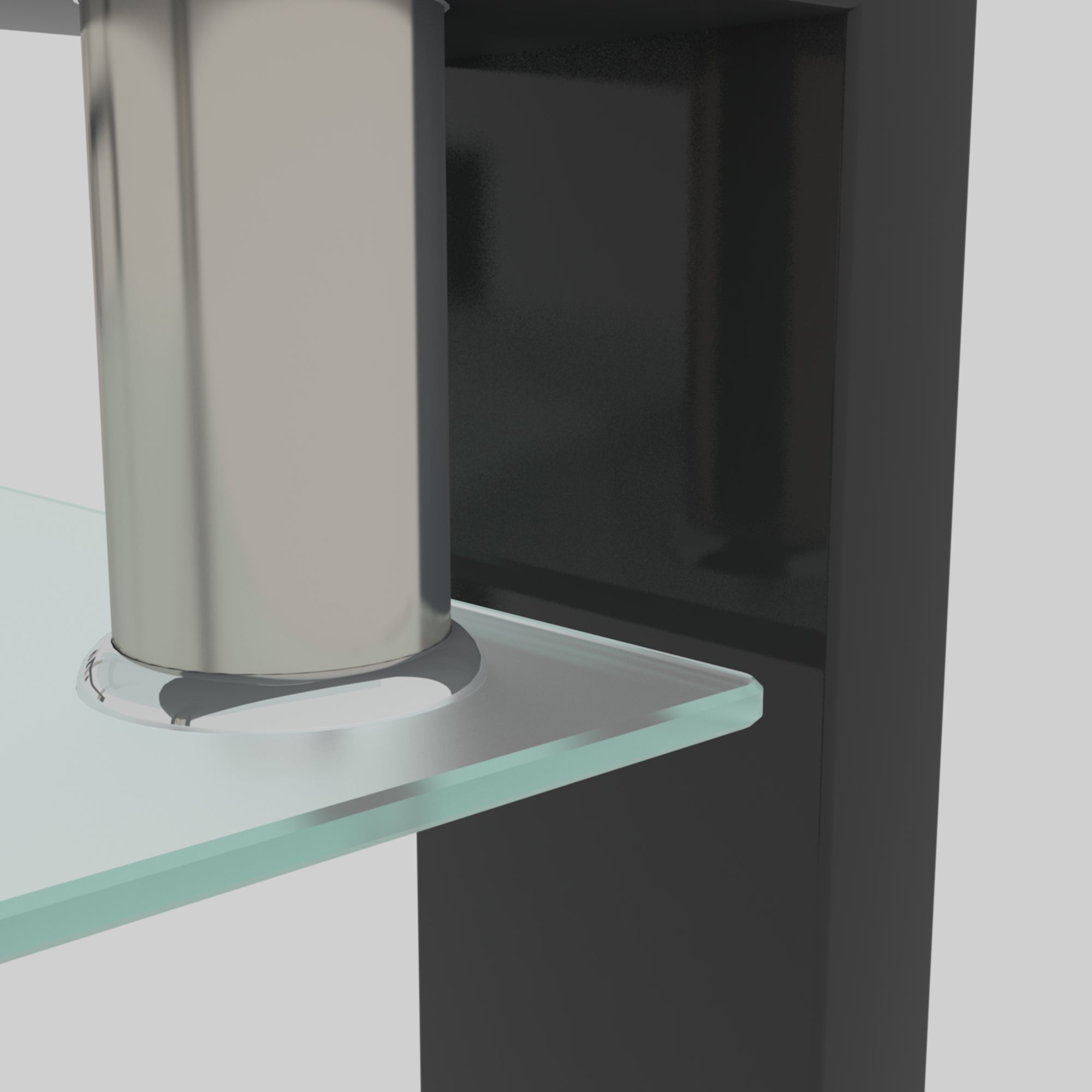 Rectangle Black Glass Coffee Table Modern Side Center Tables For Living Room