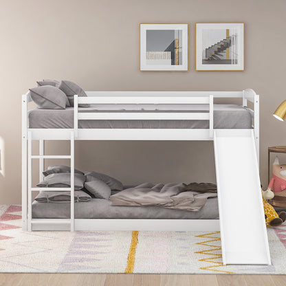 Twin Bunk Bed With Convertible Slide & Ladder, White