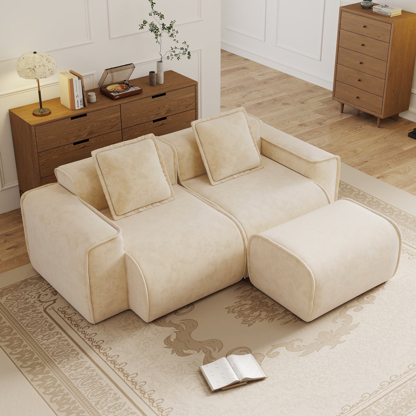 Streamlined Design Modular 2-Seat L Shape Sectional Sofa