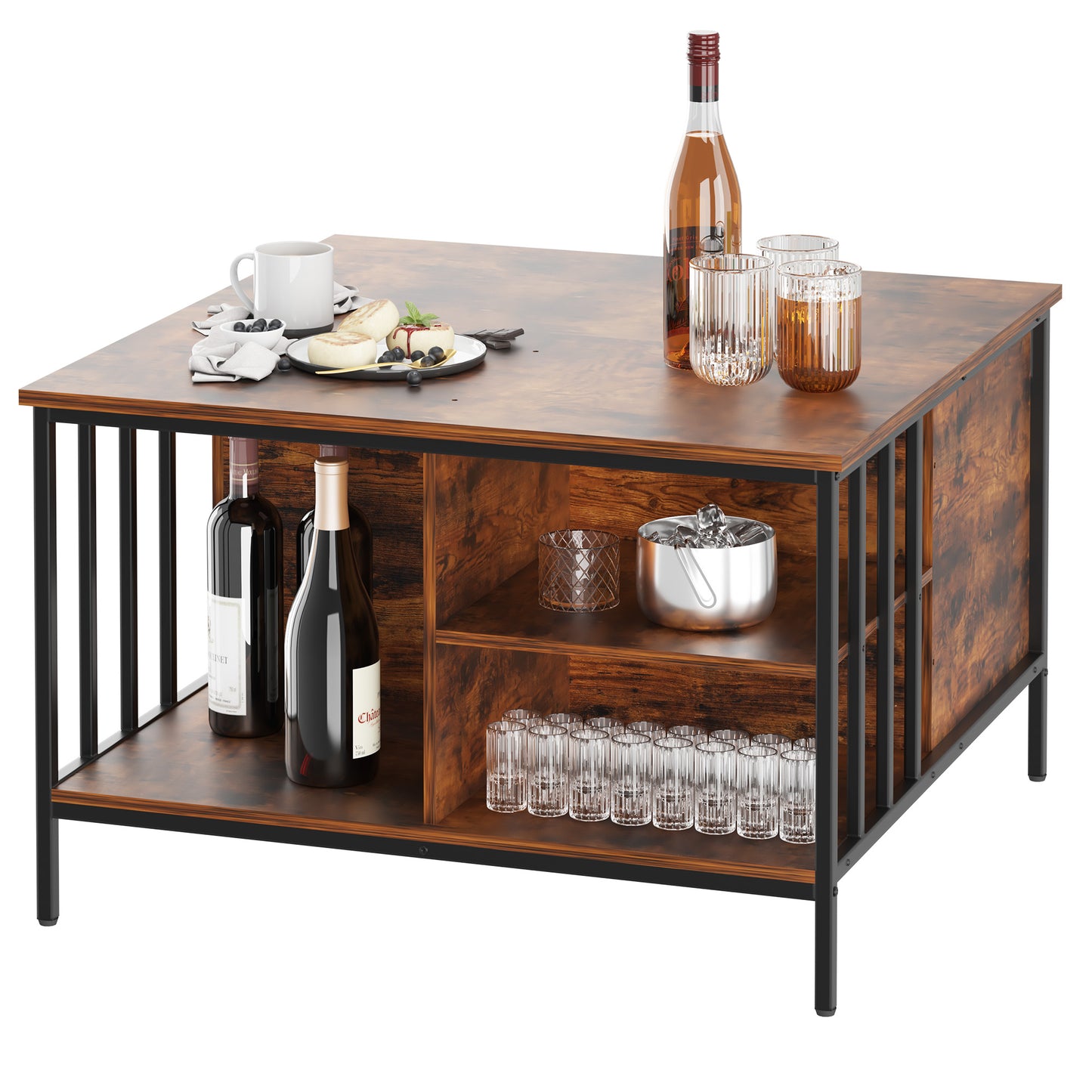 Farmhouse Lift Top Coffee Table With Storage Adjustable Height Living Room Table, Multifunctional Center For Family With Hidden Compartment & 3 Shelves110lbs Capacity, Easy To Clean