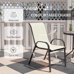 3 Pieces Bistro Set, Small Patio Furniture Set With Stackable Chairs And Glass Table For Backyard, Balcony, Beige