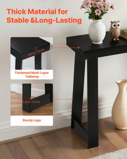 46 In Console Table, Modern Desk Behind The Couch, Wooden Rectangle Entrance Desk, Narrow Long Sofa Table Accent Stand For Hallway, Bedroom, Living Room, Foyer, Easy Assembly, Black