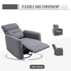 Manual Recliner Swivel Rocker Chair Theater Chair Single Sofa with Linen Fabric for Living Room Bedroom, Grey