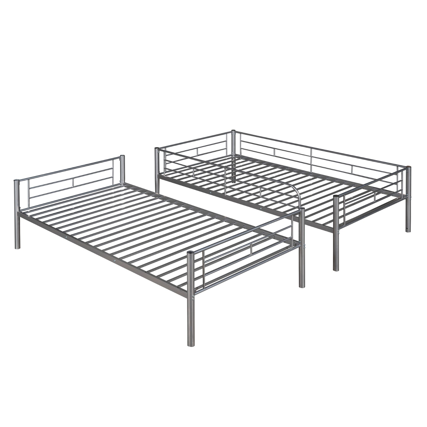 Twin Over Twin Metal Bunk Bed  Silver