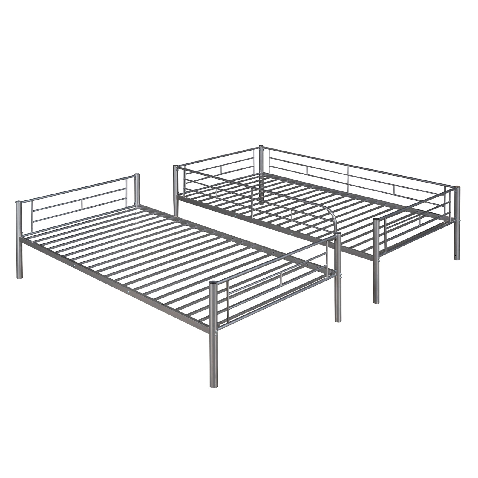Twin Over Twin Metal Bunk Bed  Silver