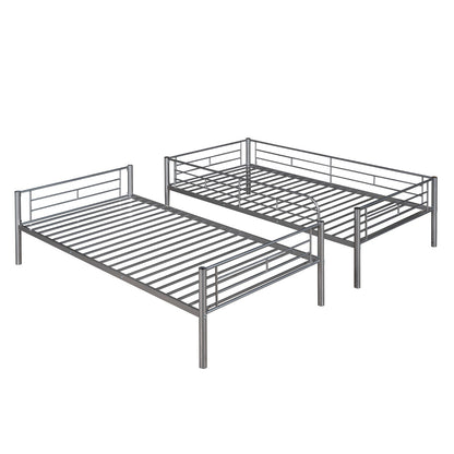 Twin Over Twin Metal Bunk Bed  Silver
