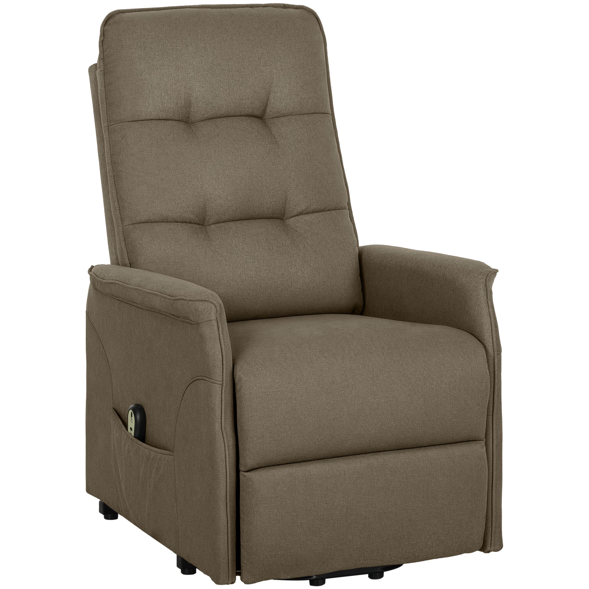 Power Lift Chair for Elderly, Fabric Recliner Sofa with Remote Control, Side Pockets, Quick Assembly, Brown