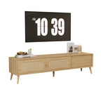 Boho TV Stand For TVs Up To 80'' , Modern Farmhouse Media Console, Entertainment Center With Solid Wood Legs, TV Cabinet For Living Room, Home Theatre