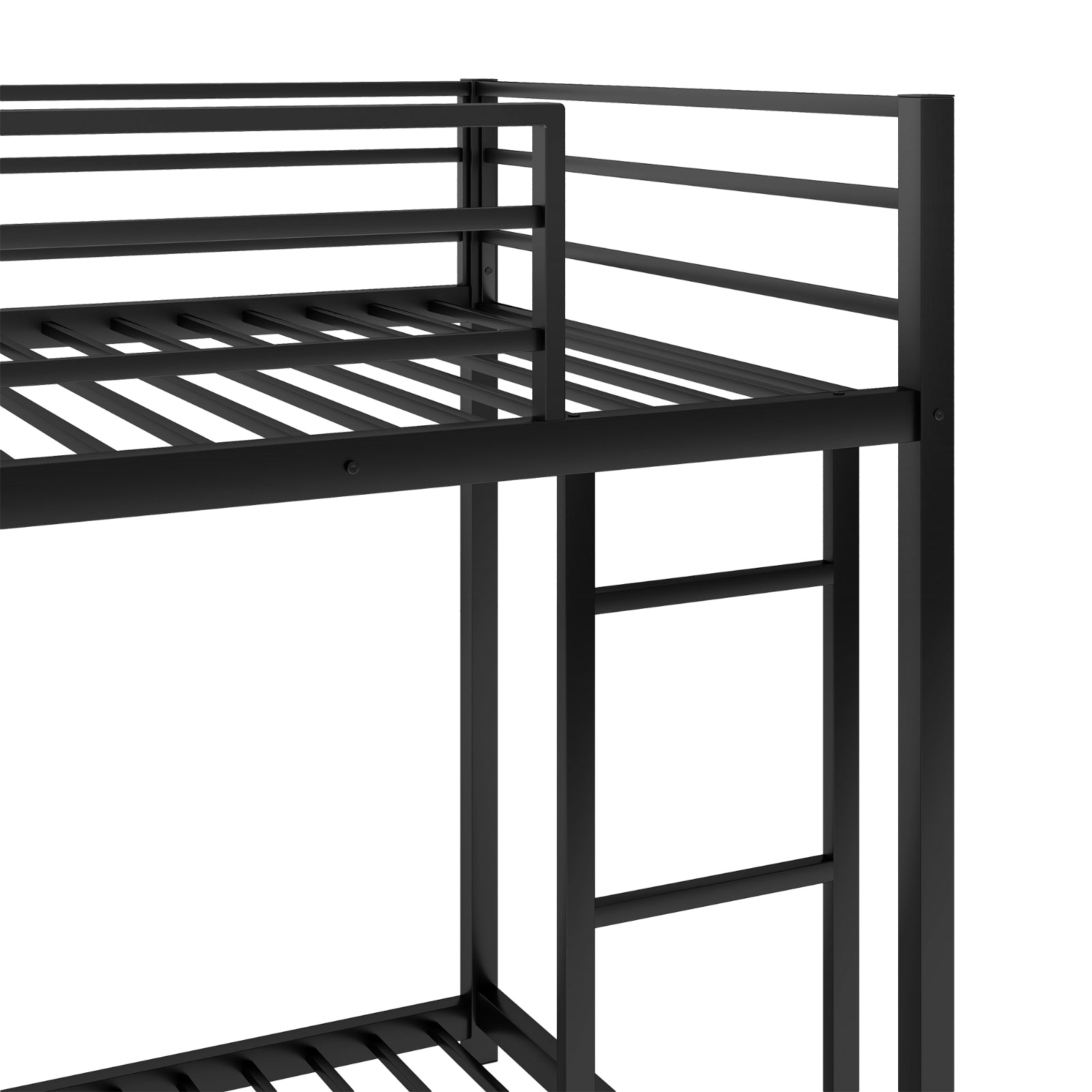 Twin Metal Low Bunk Bed With Ladder, Black - OLD