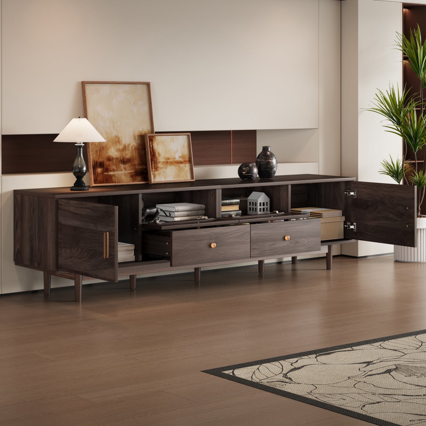 76 TV Stand With Drawers For Living Room Bedroom, Modern Chic Entertainment Center For TVs Up To 85 Inches, Entertainment Center With Storage