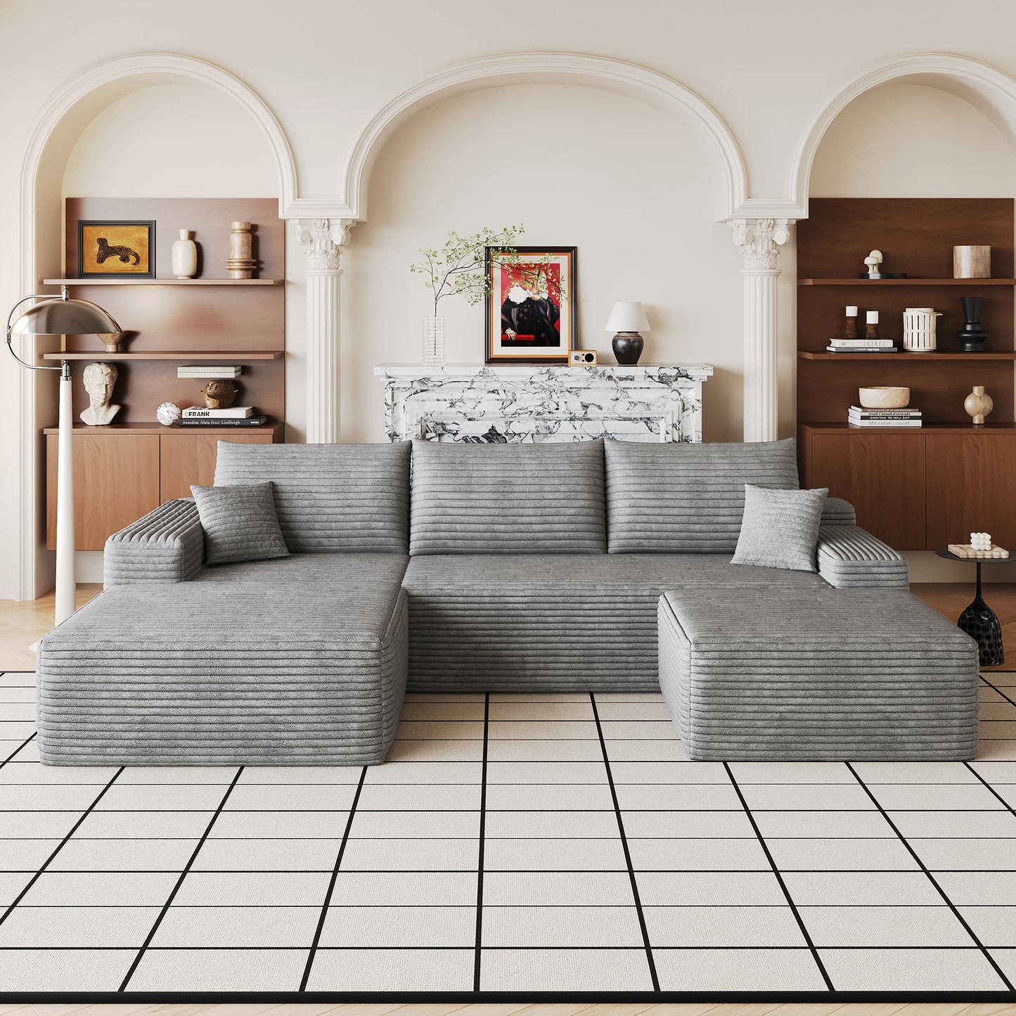 107" Cloud Sectional Sofa with 1 Ottoman