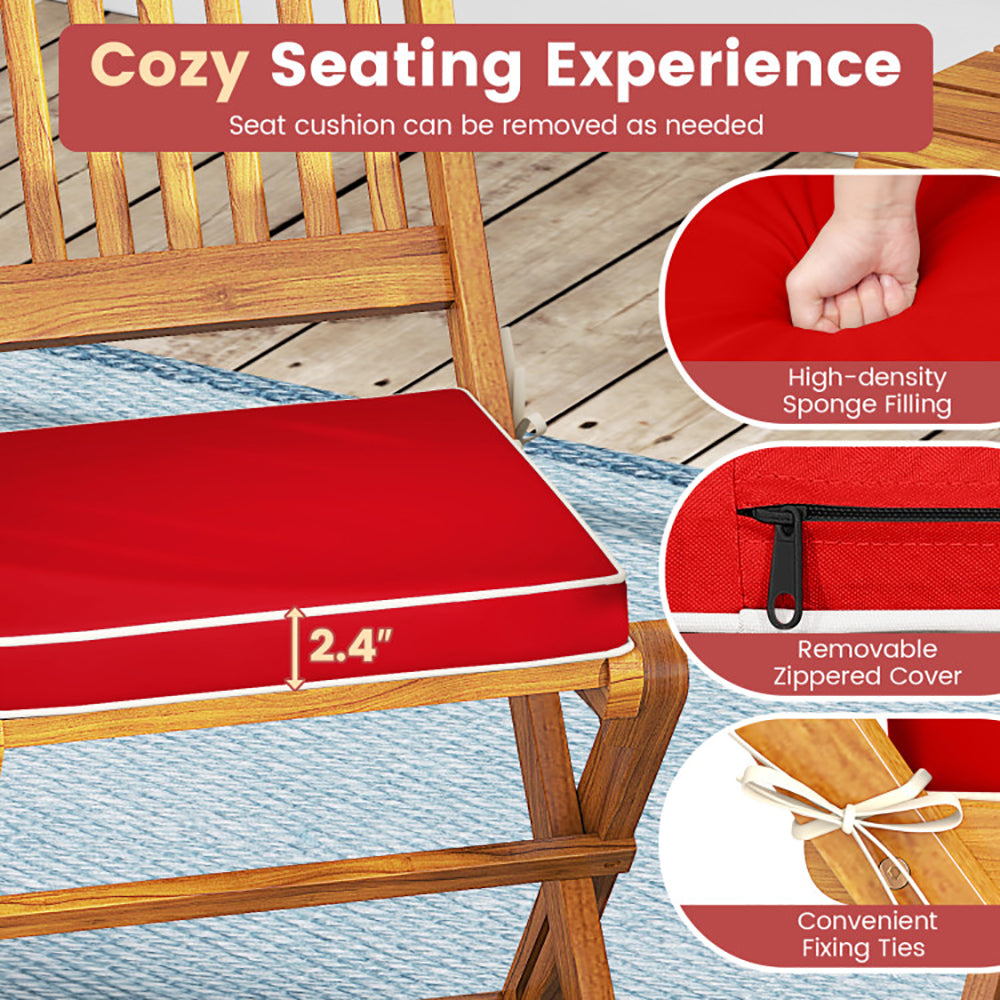 Outdoor Folding Chairs With Seat Cushions Set Of 2